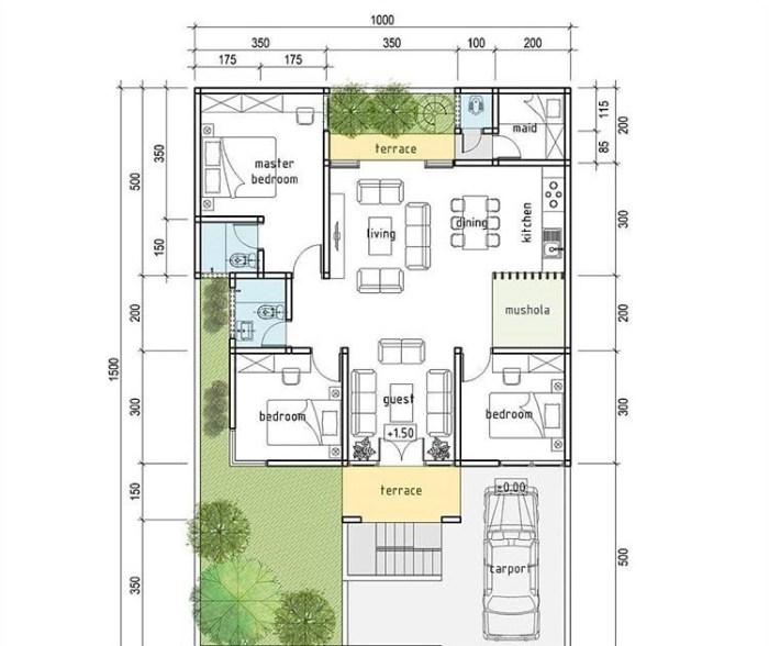 Desain rumah tanah 150m2