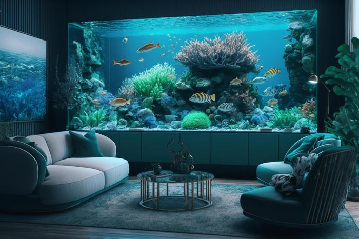 Aquarium meer mit fische wohnzimmer